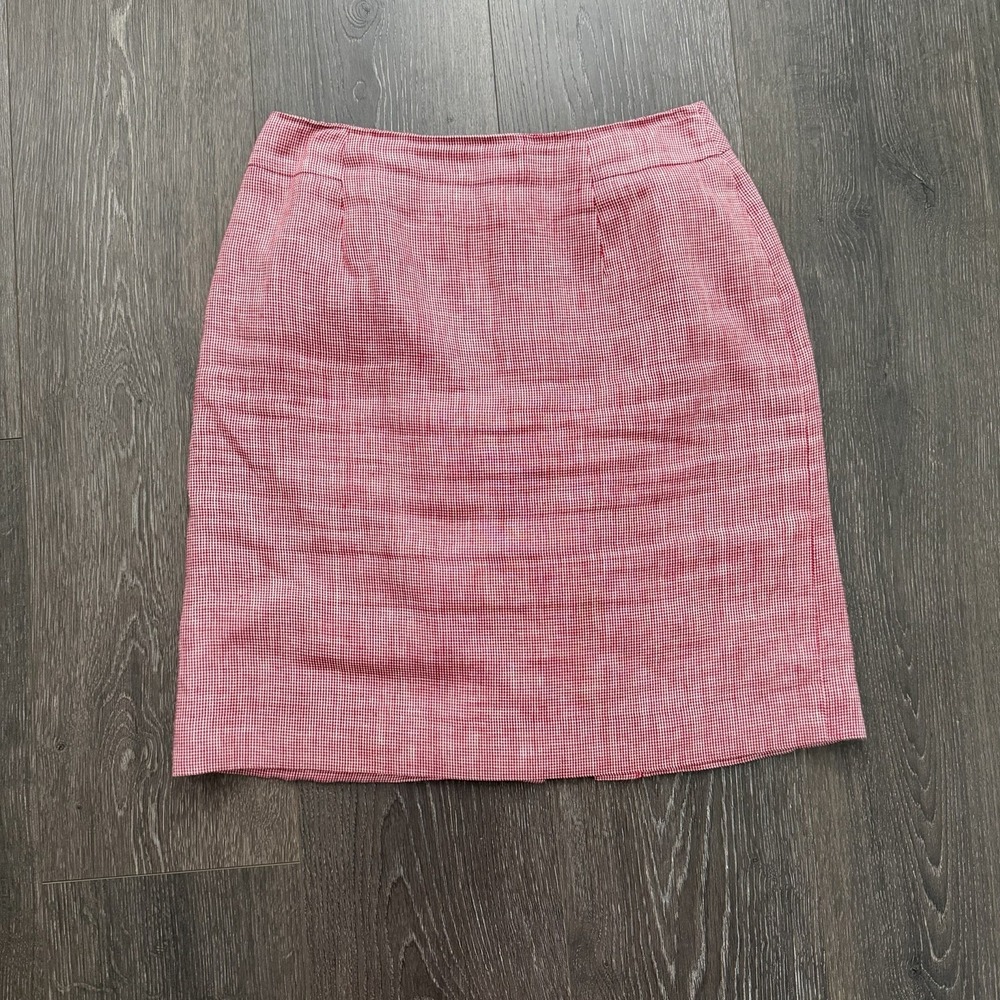 Vitg Talbots Lined Plaid Irish Linen Skirt‎ Sz 4P Academia Preppy Quiet Luxury